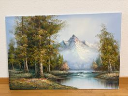 91.5x61/ Austin/ Ölgemälde "Berglandschaft" im Herbst gross