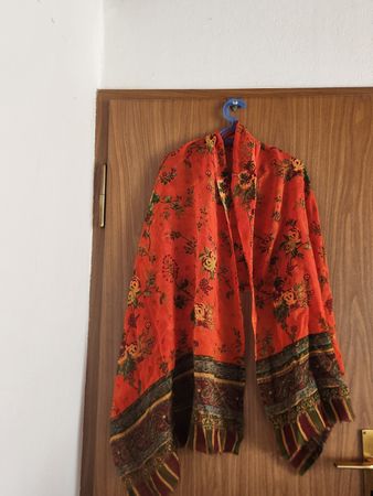 Écharpe REITMAYER 100% Laine motif floral orange 
