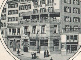 ZÜRICH: 2Bild-AK Hotel Bären, Limmatquai mit Trams 1910
