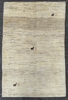 Gabbeh ;Perserteppich mit Tierabbildung naturfarben 147x98.c