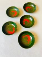 5 Japanische Lackschälchen, Garnelenmotiv, handbemalt