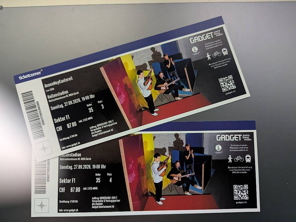 Biglietti: Konzert Annen MsyKantereit – Nuovo e nell'imballaggio originale da Oberuzwil venduto da Pmd0