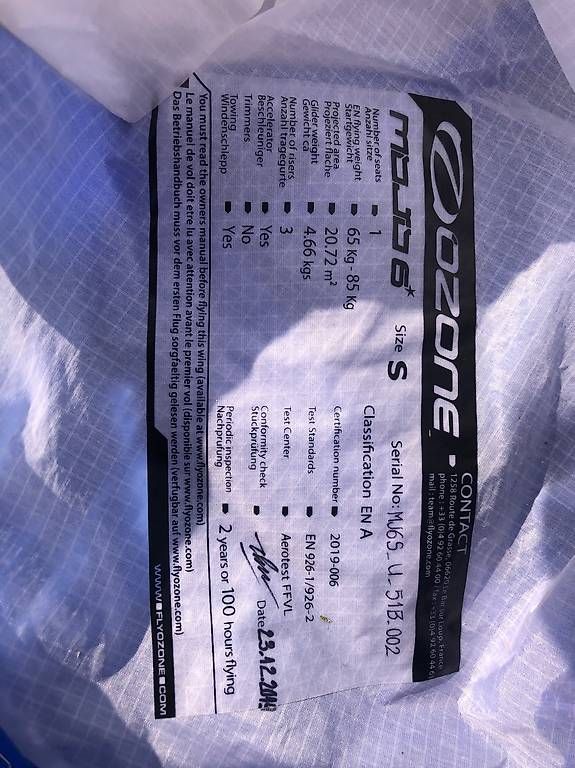 Sport dell'aria & Aquiloni: Ozone Mojo 6 Grösse S – Usato da Oberschrot venduto da mel_2j5y 2
