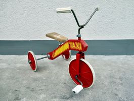 altes WISA GLORIA LENZBURG Dreirad TAXI aus Holz und Metall