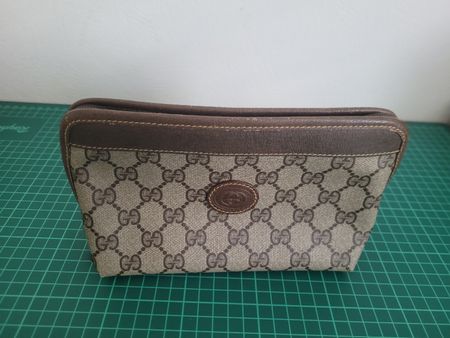 Vintage Gucci Accessory Case GG Canvas Brown Italy Made!