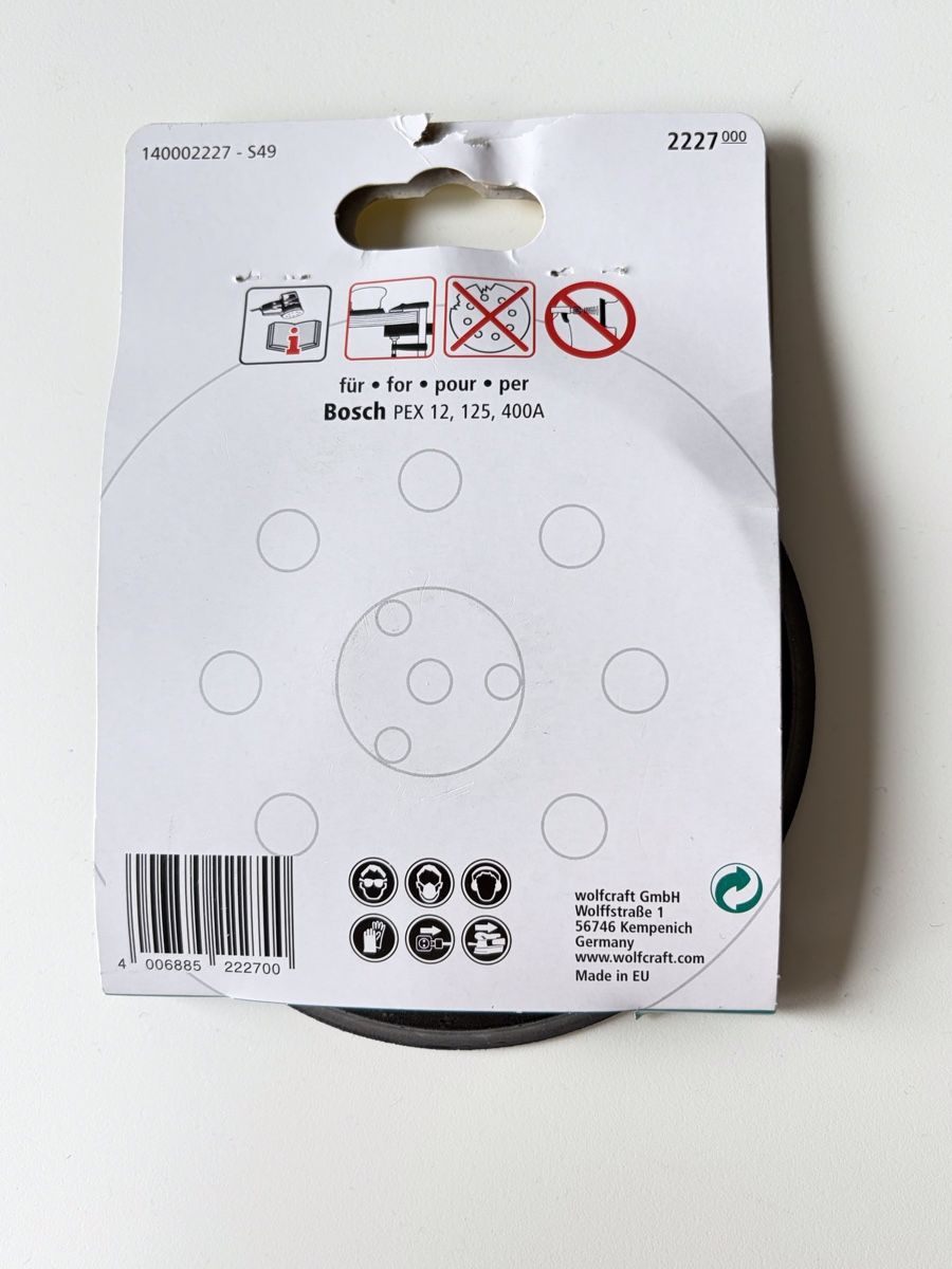 Bosch Smerigliatrici & Lucidatrici: Wolfcraft. Ponceuse, élément de rechange/ plateau rotatif – Nuovo e nell'imballaggio originale da Le Noirmont venduto da Fanny_ 1