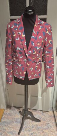 Bordeaux Blazer mit Vogelmuster, Gr. 36, Top Zustand NILE