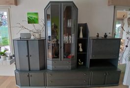 Wohnwand, Eich furniert, sichtbare Strukturen