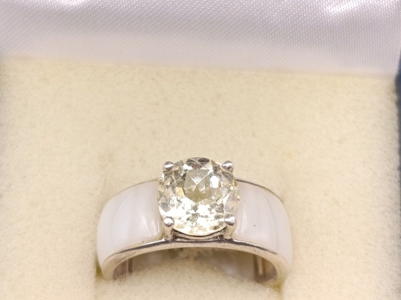 Anelli: Vintage 925er Silber seltene Ring Perlmutt Citrin Top – Usato da Steffisburg venduto da 1.Schmuckschatulle 2