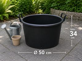 Pflanzkübel Ø50 cm Schwarz/Anthrazit - stabile Tragegriffe