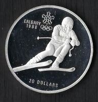 Pièce de collection : 20 dollars argent, Calgary 1988⛷️