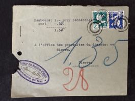 Enveloppe ancienne Sierre 27.10.33 timbres poste et cachets
