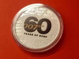 1 UNZE OZ JAMES BOND 007 / 60 JAHRE 2022 COLORED SILBER 999