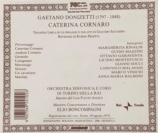 CD: Donizetti - Caterina Cornaro – Usato da Grüningen venduto da azulblanco 1