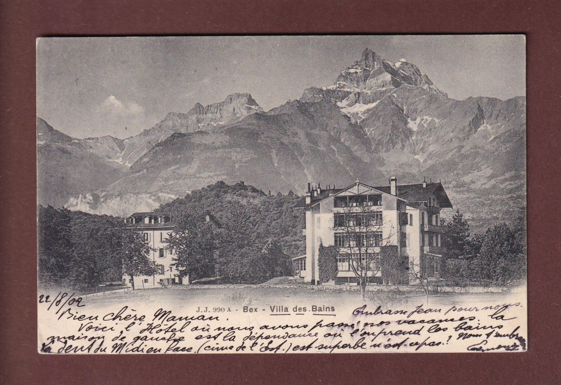 Ansichtskarten: BEX - Villa des Bains - 1902 – Gebraucht aus Pully von nicecards-shop