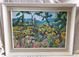 Ölgemälde, Blumenwiese, gerahmt und signiert, Otto Herzig