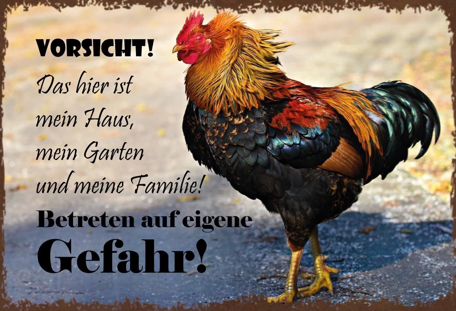 Insegne: Blechschild-HUHN-VORSICHT GEFAHR – Nuovo e nell'imballaggio originale da Rupperswil venduto da big-one-sale