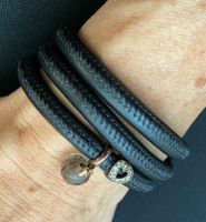 Lederarmband 55cm, Verschluss magnetisch, schwarz