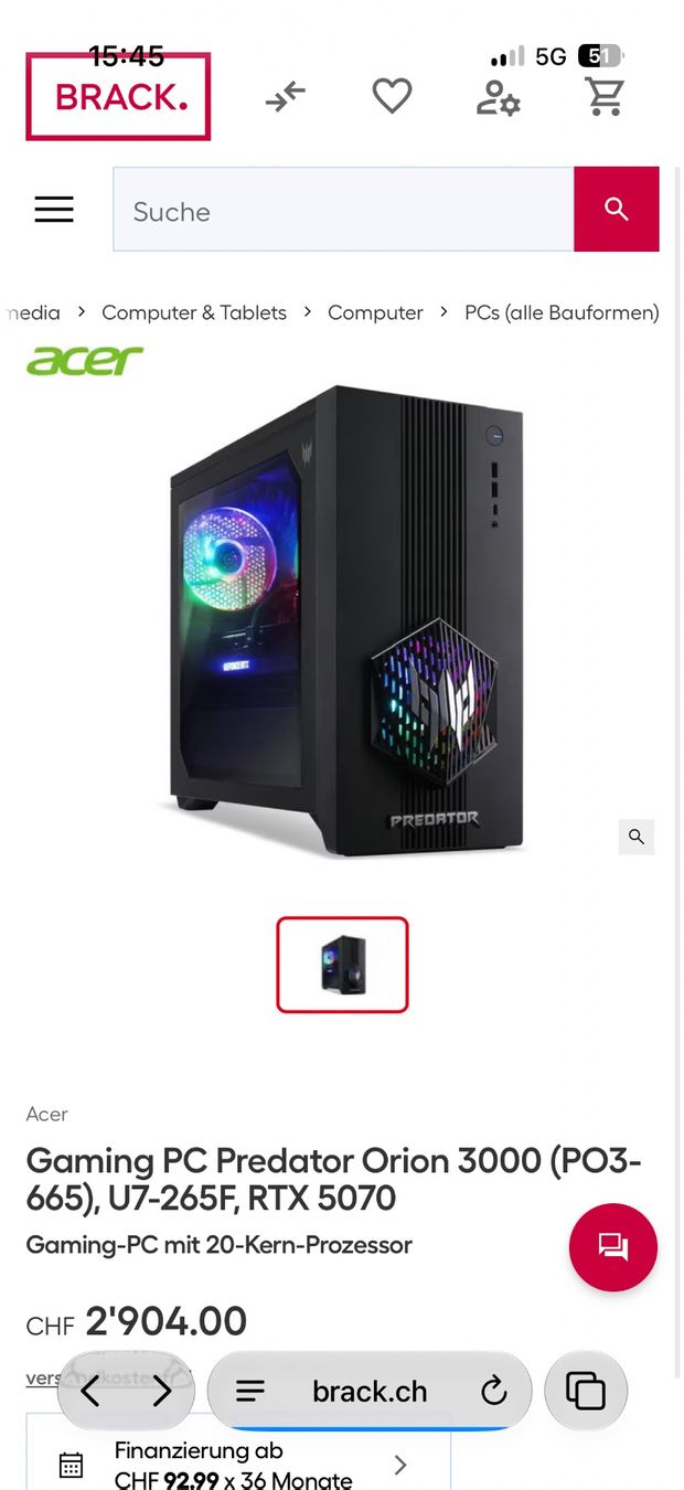 Acer PC: Acer Predator Gaming PC RTX 5070 – Nuovo (secondo la descrizione) da Menziken venduto da StefanVerkauftAlles 2