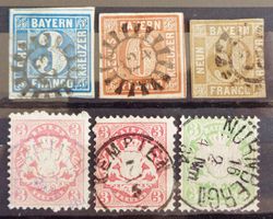 BAVIÈRE - BAYERN: 6 Gestempelte aus 1850–1881