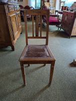 Antiker Stuhl mit Leder Sitzfläche, Vintage, Top!