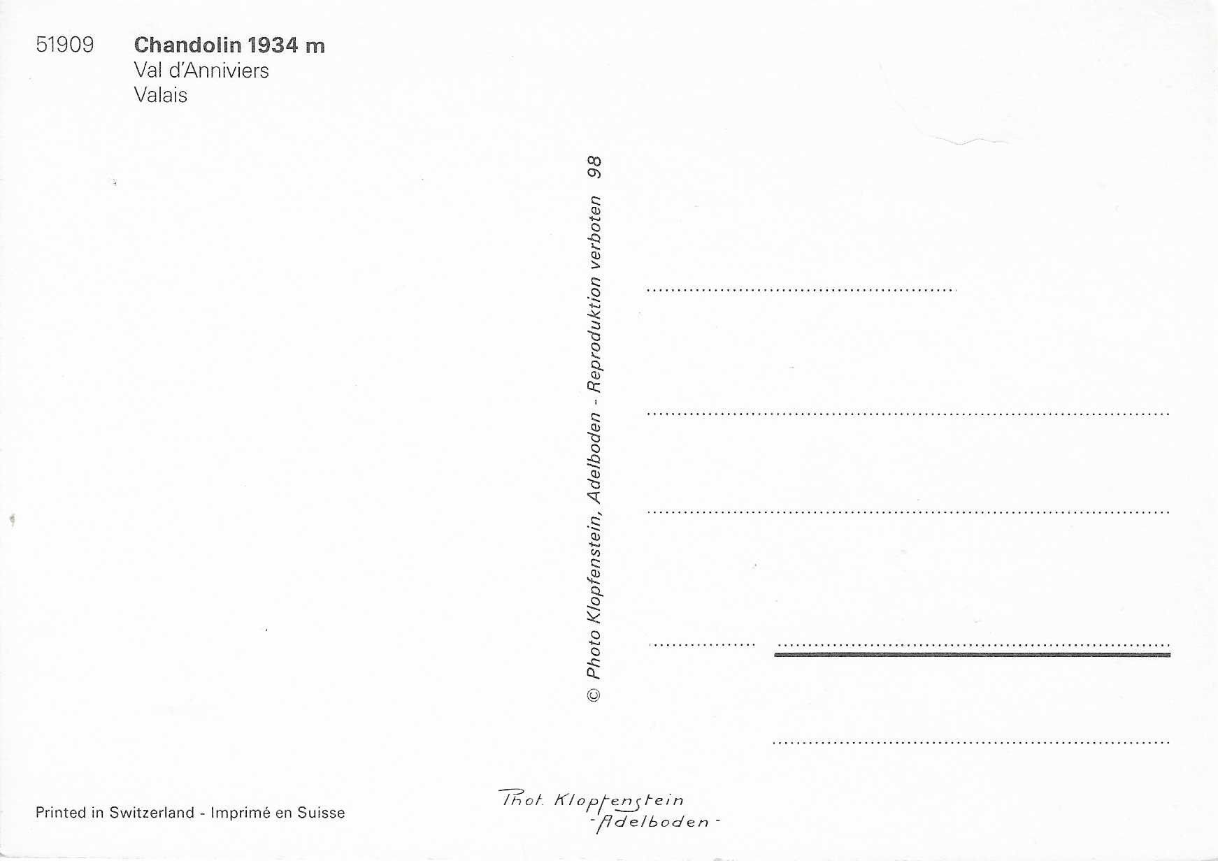 Cartoline postali: Chandolin VS – Nuovo (secondo la descrizione) da Rothrist venduto da Stranglehold 1