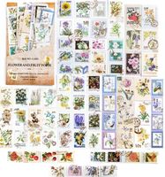 40 Set Aufkleber Briefmarken - Blumen & Fruchtgedicht