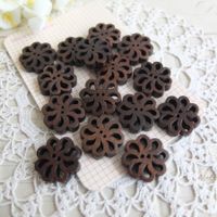 15 Knopfe Holz Blumen braun fleurs brun bois boutons