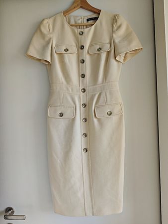 Karen Millen Dress, Size 10, Ivory - Chic and Stylish!