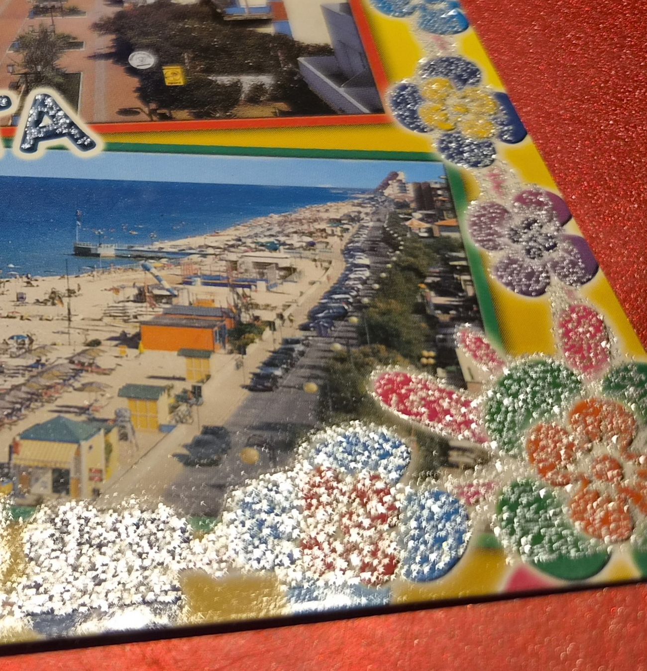 Cartoline postali: Marotta Italien mit Glitzer-Blumen-Effekt – Usato da Melchnau venduto da Fishel 2