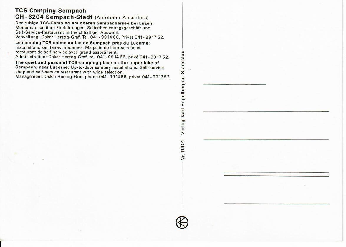 Ansichtskarten: TCS Camping Seeland Sempach – Gebraucht aus Hochdorf von Ziegel-16 1