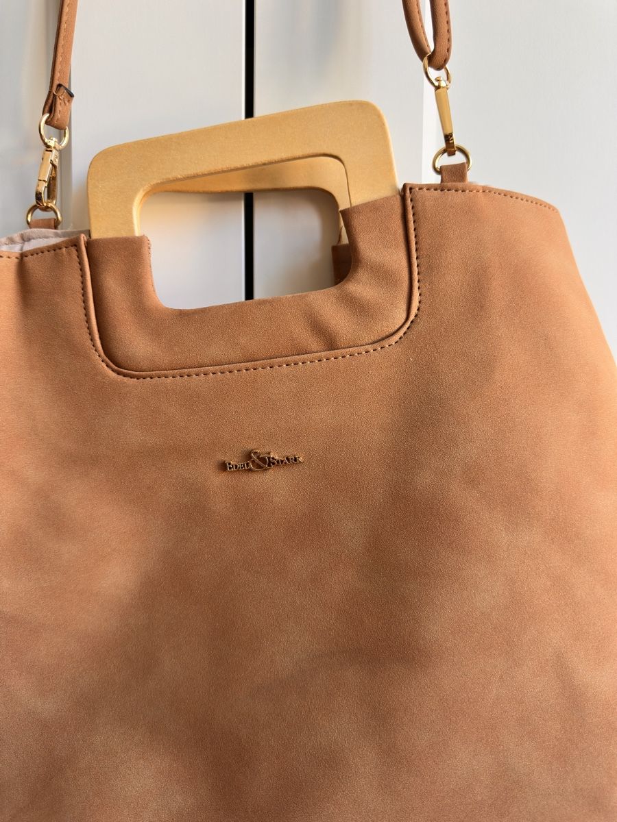 Borse da donna: Edle Handtasche in Cognac mit Holzgriff – Nuovo (secondo la descrizione) da Zürich venduto da MaxZurich 1