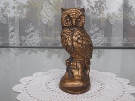 Alte 14 cm Bronze Skulptur Figur *EULE* Uhu, Kautz, 810 gr.