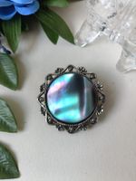 Brosche Perlmutt / Paua Silberoptik