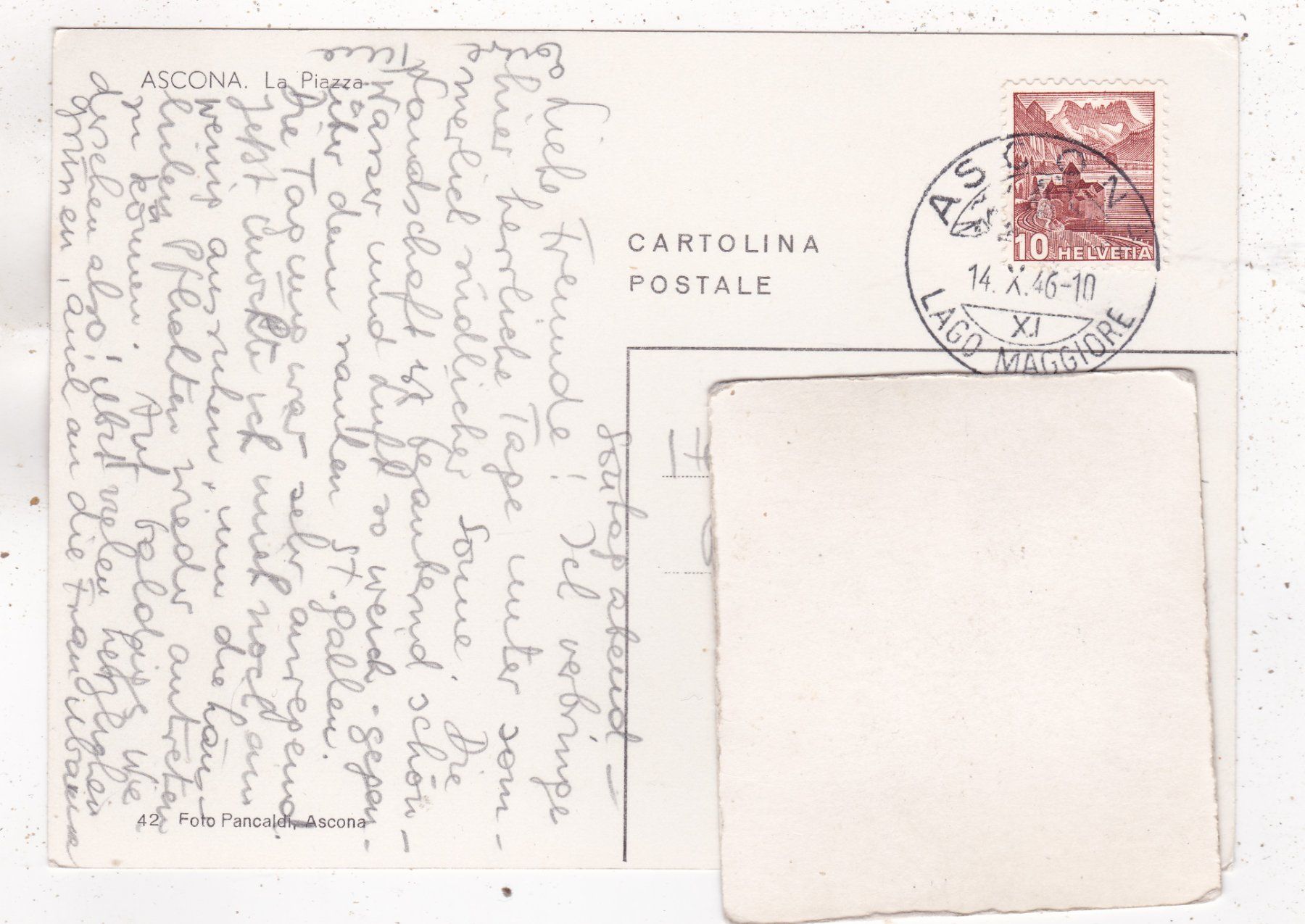 Cartoline postali: Ascona La Piazza 1946 – Usato da Herisau venduto da Lisegrat2008 1