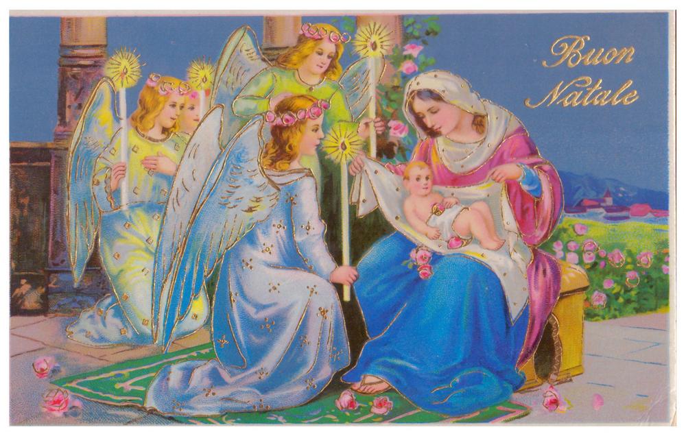 BUON NATALE - CHRISTKIND - MADONNA & ENGEL - MIT GOLD DEKO