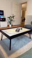 Stylish glass living-room Table with Black Metal Frame