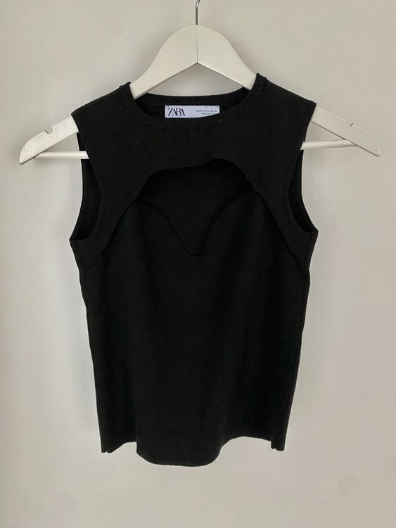 Haut Femme Zara En Maille Tachetée Noir - Taille M - Manches Longues - Occasion Très Bon état
