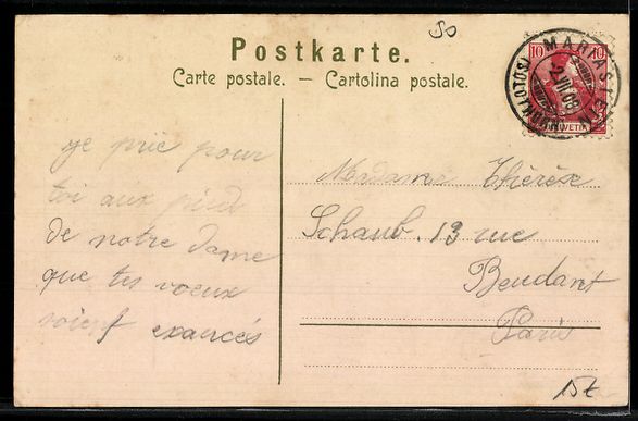Cartoline postali: Lithographie Mariastein, Wallfahrtskirche und Kloster – Usato da Berlin venduto da bartko-reher 1