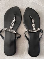 Sandaletten schwarz Grösse 41 Strass Verzierungen Leder
