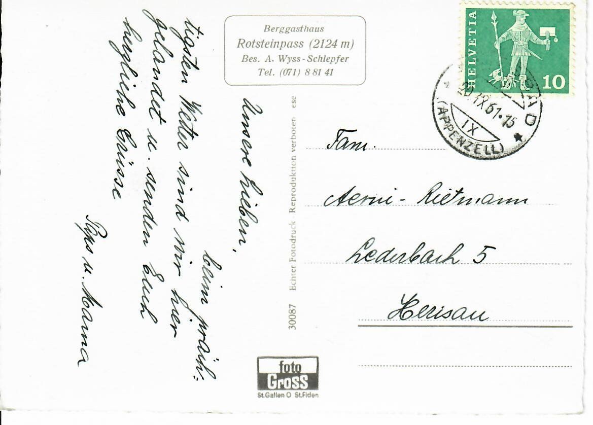 Cartes postales: Rotsteinpass – D'occasion à Hochdorf par Ziegel-16 1