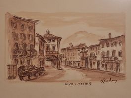 Riva San Vitale - quadro - carta acquarellata