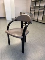 Designstühle 4 Stk. Leder grau, Holzgestell schwarz
