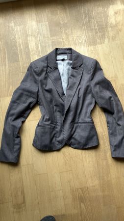 H&M Damen Blazer Gr. 38, grau meliert