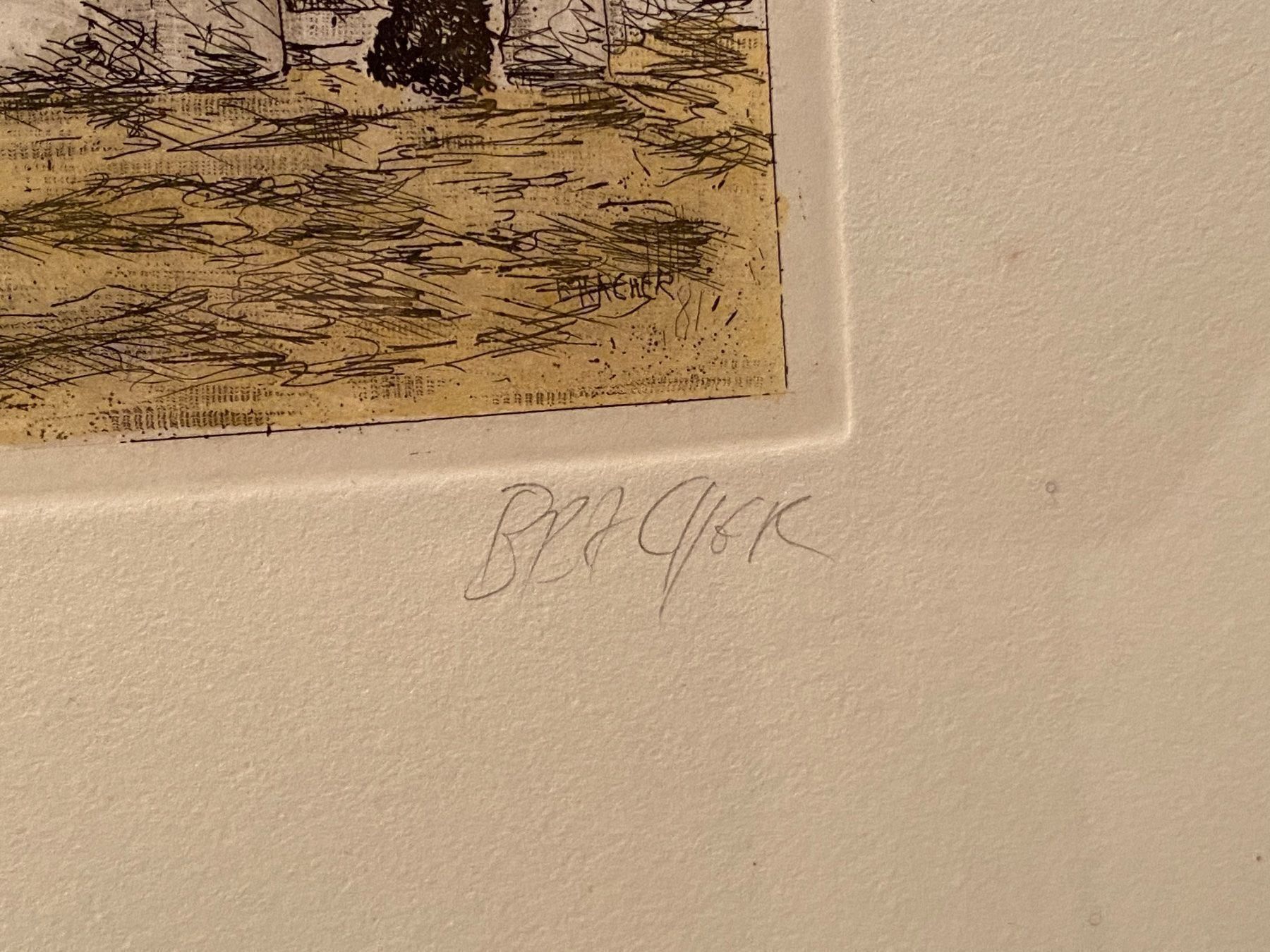Grafica & Litografie: Erwin Bracher orig. Litho von 1981, Titel "Urlaub am Meer" – Usato da Buochs venduto da Chreschte2 3