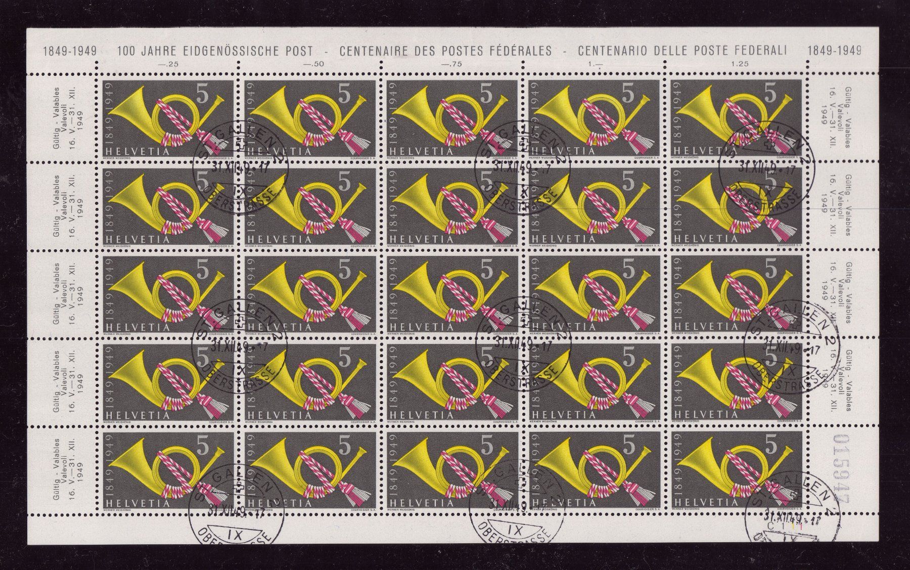 Tous les timbres: 1949 Bogen Posthorn Nr. 291 gestempelt – Neuf (Voir description) à Eggersriet par stamp303