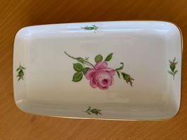 Meissen Gebäck Teller Motiv Rose rechteckig