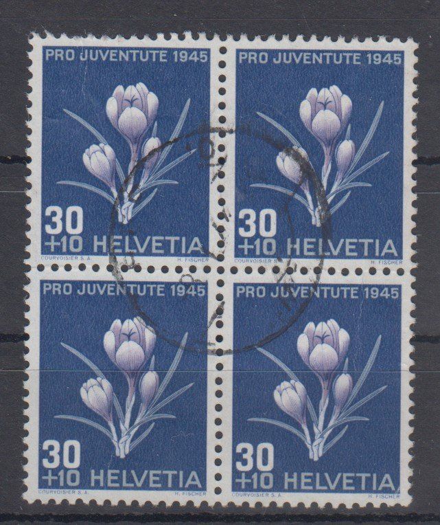 Alle Briefmarken: Pro Juventute 116 bloc de 4 oblitéré – Gebraucht aus Boécourt von Denteles66