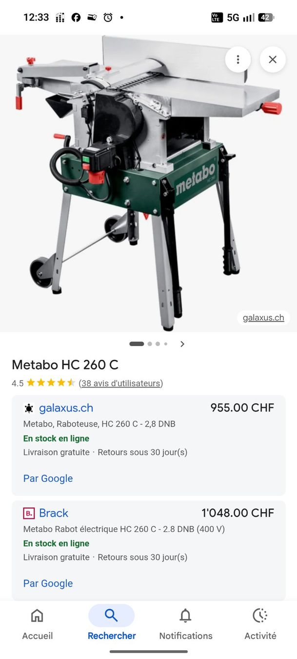 Metabo Tutti gli attrezzi: Metabo hc 260 c raboteuse dégauchisseuse – Usato da Riaz venduto da bol_y9gs