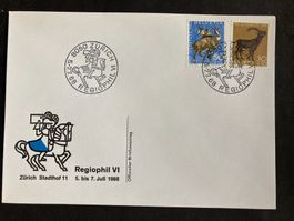 Schweiz 1968 Sonderumschlag + Stempel Regiophil VI Zürich PJ